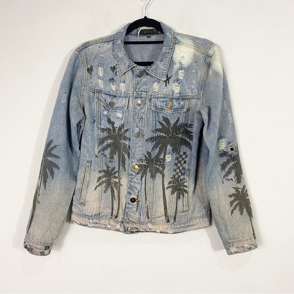 AMIRI Light Blue Denim Palm Trucker Jacket M - Picture 3 of 9